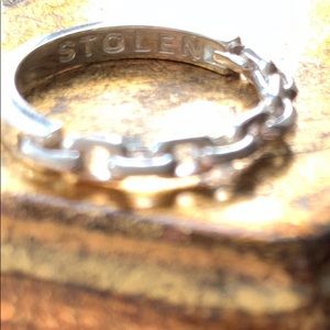 SOLD Signet Ring❤️Solid Sterling Silver Engraved ‘Stolen’ Ring